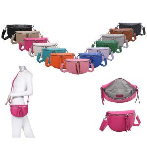 Damen Tasche Gürteltasche Crossbody Hüfttasche Bauchtasche Umhängetasche Cross-Over Bodybag Schultertasche Handytasche Kosmetiktasche Kunst-Leder L313 Grün 24x15x5 cm