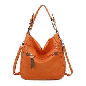 DAMEN TASCHE SHOPPER Hobo-Bag Schultertasche Umhängetasche Handtasche CrossOver Reisetasche Beuteltasche Leder Optik Orange