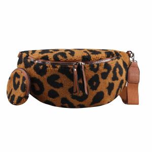 DAMEN LEOPARDEN PRINT Tasche Teddyfell Plüsch Bauchtasche Hüfttasche Schultertasche Fell Bodybag Umhängetasche Crossbody Teddyplüsch Handytasche Crossbag Gürteltasche Wintertasche