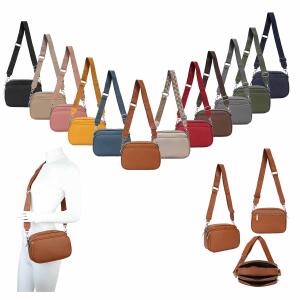 Damen Tasche Crossbody Hüfttasche Bauchtasche Umhängetasche Bodybag Schultertasche Handytasche Gürteltasche Metallic Handtasche Reise Kunst-Leder Rot