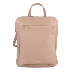 Made in Italy Damen echt Leder Rucksack Daypack Lederrucksack Tasche Schultertasche Umhängetasche CrossBody Bag Ledertasche Handgepäck Nappaleder Antikrosa (25x30x11)