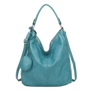 DAMEN TASCHE SHOPPER Hobo-Bag Schultertasche Umhängetasche Handtasche Damentasche Reisetasche Beuteltasche Leder Optik Türkis