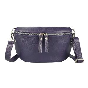 Made in Italy Damen Leder Tasche Handytasche Gürteltasche Crossbody Hüfttasche Bauchtasche Umhängetasche Cross-Over Bodybag Schultertasche Kosmetiktasche Lila