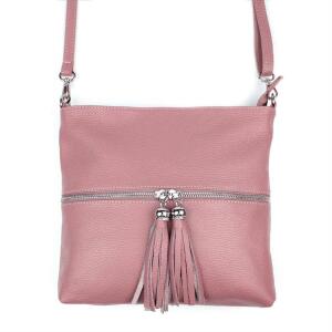 Made in Italy DAMEN LEDER TASCHE Bodybag Schultertasche  CrossOver Umhängetasche Handtasche Ledertasche Damentasche Crossbody Altrosa
