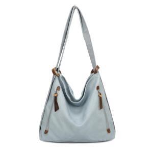 Damen Tasche Rucksack 2in1 Umhängetasche Schultertasche Daypack Rucksacktasche Hellblau