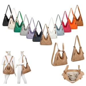 Damen Tasche Rucksack 2in1 Umhängetasche Schultertasche Daypack Rucksacktasche Hellblau