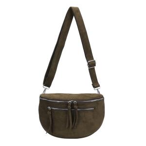 Damen Tasche Gürteltasche Crossbody Leder Optik Hüfttasche Bauchtasche Umhängetasche Cross-Over Bodybag Schultertasche Handytasche Leder Optik Grün XL