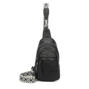 Damen Bodybag Sling Tasche Rucksack Gürteltasche Crossbag Crossover Schultertasche Crossbody Brusttasche Umhängetasche Schwarz