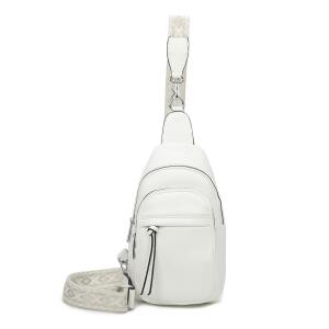 Damen Bodybag Sling Tasche Rucksack Gürteltasche Crossbag Crossover Schultertasche Crossbody Brusttasche Umhängetasche Weiß