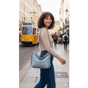 Damen Tasche Shopper Hobo-Bags Crossbody Schultertasche Umhängetasche Handtasche Gürteltasche Crossover Kunst-Leder Hellblau