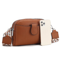 Damen Tasche Crossbody Umhängetasche Bodybag Schultertasche Metallic Handytasche Crossover Kunstleder Handtasche Reise Cognac