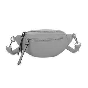 Damen Tasche Gürteltasche Crossbody Leder Optik Hüfttasche Bauchtasche Umhängetasche Cross-Over Bodybag Schultertasche Handytasche Geldtasche Schminktasche Kosmetiktasche Grau