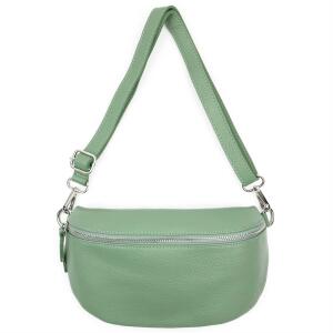Made in Italy DAMEN LEDER TASCHE Gürteltasche Crossbody Hüfttasche Bauchtasche Umhängetasche Wildleder Brusttasche CrossOver Bodybag Schultertasche Handytasche Geldtasche Mint (Leder)
