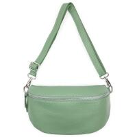Made in Italy DAMEN LEDER TASCHE Gürteltasche Crossbody Hüfttasche Bauchtasche Umhängetasche Wildleder Brusttasche CrossOver Bodybag Schultertasche Handytasche Geldtasche Mint (Leder)