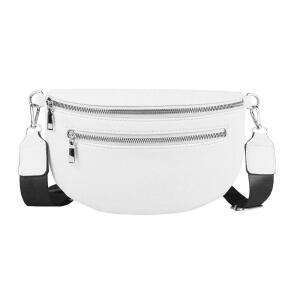 Damen Tasche Gürteltasche Crossbody Leder Optik Hüfttasche Bauchtasche Umhängetasche Cross-Over Bodybag Schultertasche Handytasche Leder Optik Weiß