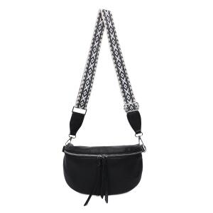 Damen Tasche Crossbody Gürteltasche Brusttasche Umhängetasche Hüfttasche Crossover Bauchtasche Bodybag Schultertasche Handytasche Kunstleder Schwarz V1