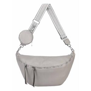 DAMEN TASCHE Crossbody Brusttasche Hüfttasche Schultertasche Umhängetasche Bauchtasche Gürteltasche Crossover Slingntasche Reise Bag Kunstleder  Hellgrau V1