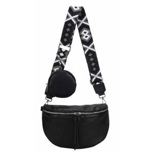 Damen Tasche Bodybag Gürteltasche Crossbody Brusttasche Umhängetasche Hüfttasche Crossover Bauchtasche Schultertasche Handytasche Kunstleder Schwarz