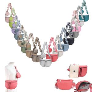 Damen Tasche Bodybag Gürteltasche Crossbody Brusttasche Umhängetasche Hüfttasche Crossover Bauchtasche Schultertasche Handytasche Kunstleder Schwarz
