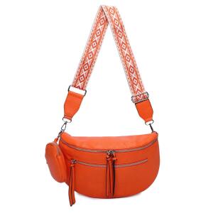 XL Damen Tasche Crossbody Gürteltasche Messenger-Tasche Hüfttasche Bauchtasche Umhängetasche Cross-Over Bodybag Schultertasche Handytasche Leder Optik Orange