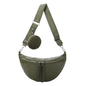 DAMEN TASCHE Crossbody Brusttasche Hüfttasche Schultertasche Umhängetasche Bauchtasche Gürteltasche Crossover Slingntasche Reise Bag Kunstleder  Dunkelgrün V2