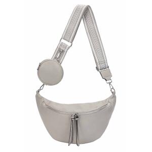 DAMEN TASCHE Crossbody Brusttasche Hüfttasche Schultertasche Umhängetasche Bauchtasche Gürteltasche Crossover Slingntasche Reise Bag Kunstleder  Hellgrau V2