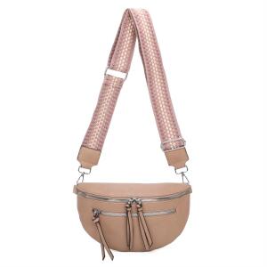 ITALYSHOP24 Damen Tasche Umhängetasche Brusttasche Muster Gürtel Bauchtasche Crossbody Gürteltasche Hüfttasche Crossover Bodybag Schultertasche Handytasche Leder Optik Rosa S