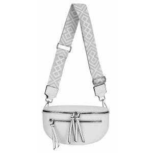 ITALYSHOP24 Damen Tasche Umhängetasche Brusttasche Muster Gürtel Bauchtasche Crossbody Gürteltasche Hüfttasche Crossover Bodybag Schultertasche Handytasche Leder Optik Weiß S