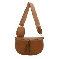 XL Damen Tasche Crossbody Gürteltasche Messenger-Tasche Hüfttasche Bauchtasche Umhängetasche Cross-Over Bodybag Schultertasche Handytasche Leder Optik Cognac V1