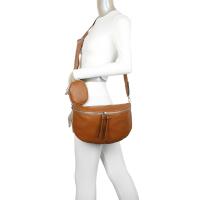 XL Damen Tasche Crossbody Gürteltasche Messenger-Tasche Hüfttasche Bauchtasche Umhängetasche Cross-Over Bodybag Schultertasche Handytasche Leder Optik Cognac V1