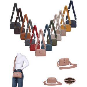 Damen Tasche Crossbody Umhängetasche Bodybag Schultertasche Metallic Handytasche Crossover Kunstleder Handtasche Reise Altrosa