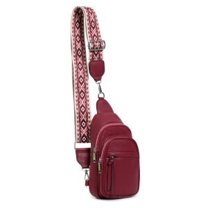 Damen Bodybag Sling Tasche Rucksack Gürteltasche Crossbag Crossover Schultertasche Crossbody Brusttasche Umhängetasche Rot V1.