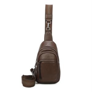 Damen Bodybag Sling Tasche Rucksack Gürteltasche Crossbag Crossover Schultertasche Crossbody Brusttasche Umhängetasche Schokobraun V1.