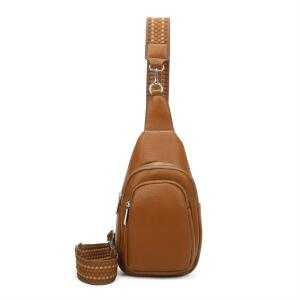 Unisex Crossbody Bodybag Sling Tasche Rucksack Crossover Schultertasche Brusttasche Umhängetasche Bag damen herren Cognac V1