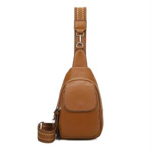 Damen Crossbody Sling Tasche Rucksack Bodybag Crossbag Crossover Schultertasche Gürteltasche Brusttasche Umhängetasche Cognac