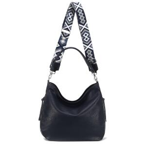Damen Tasche XXL Shopper Hobo Bag Schultertasche Crossbody Umhängetasche Beuteltasche Handtasche Crossover Leder Optik Dunkelblau