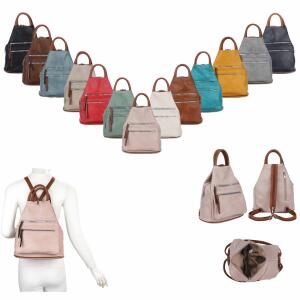 Damen Rucksack Tasche Schultertasche Handtasche Cityrucksack Leder Optik Daypack Tagesrucksack Backpack Freizeitrucksack Arbeitsrucksack Braun