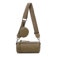 Damen Zylinder Crossbody Tasche Umhängetasche Schultertasche Handtasche Gürteltasche Handytasche Bucket Bag Retro Vintage Messenger Taupe