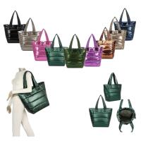 ITALYSHOP24 XXL Damen Tasche Nylontasche Shopper Reisetasche Handtasche Schultertasche Umhängetasche Beuteltasche Weekender Shopping Bag Reisetasche Violett