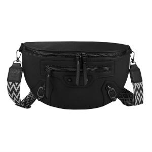 Damen Tasche Gürteltasche Umhängetasche Bodybag Brusttasche Muster Gürtel Bauchtasche Crossbody Hüfttasche Crossover Schultertasche Handytasche Leder Optik Schwarz