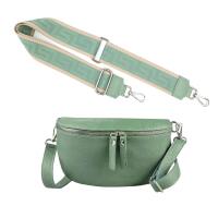 Made in Italy DAMEN SET Gürteltasche + Schultergurt LEDER Crossbody Hüfttasche Bauchtasche Umhängetasche Brusttasche CrossOver Bodybag Schultertasche Handytasche Geldtasche Tasche Kosmetiktasche