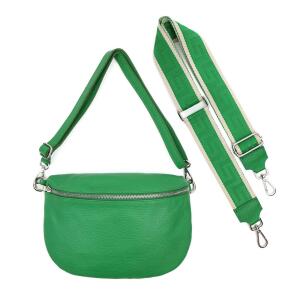 Made in Italy DAMEN SET Gürteltasche + Schultergurt LEDER Crossbody Hüfttasche Bauchtasche Umhängetasche Brusttasche CrossOver Bodybag Schultertasche Handy Geldtasche Tasche Grün S Gürtel