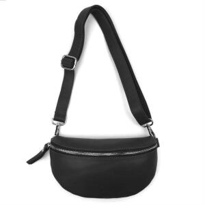 Made in Italy DAMEN SET Gürteltasche + Schultergurt LEDER Crossbody Hüfttasche Bauchtasche Umhängetasche Brusttasche CrossOver Bodybag Schultertasche Handytasche Geldtasche Tasche Kosmetiktasche Schwarz S (22cm) + Gürtel 39
