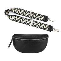 Made in Italy DAMEN SET Gürteltasche + Schultergurt LEDER Crossbody Hüfttasche Bauchtasche Umhängetasche Brusttasche CrossOver Bodybag Schultertasche Handytasche Geldtasche Tasche Kosmetiktasche Schwarz S (22cm) + Gürtel 39