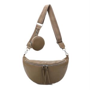 Damen Tasche Crossbody Schultertasche Gürteltasche Messenger-Tasche Hüfttasche Bauchtasche Umhängetasche Cross-Over Bodybag Handytasche Leder Optik Taupe L