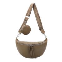 Damen Tasche Crossbody Schultertasche Gürteltasche Messenger-Tasche Hüfttasche Bauchtasche Umhängetasche Cross-Over Bodybag Handytasche Leder Optik Taupe L