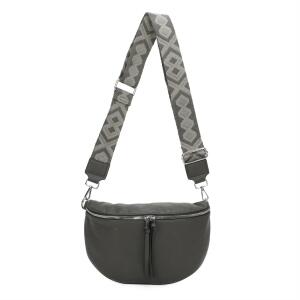 Damen Tasche Crossbody Schultertasche Gürteltasche Brusttasche Hüfttasche Bauchtasche Umhängetasche Cross-Over Bodybag Handytasche Geldtasche Kosmetiktasche Leder Optik Dunkelgrau S