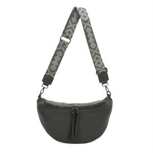 Damen Tasche Crossbody Schultertasche Gürteltasche Brusttasche Hüfttasche Bauchtasche Umhängetasche Cross-Over Bodybag Handytasche Geldtasche Kosmetiktasche Leder Optik Dunkelgrau M