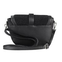 Damen Teddyfell Tasche Schultertasche Crossbody Kunstfell Umhängetasche CrossOver Überschlagtasche Bodybag Pelz Fell Plüsch Schwarz