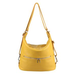 Made in Italy DAMEN echt LEDER 2in1 Handtasche Rucksack Schultertasche CityRucksack Stadtrucksack BackPack Lederrucksack Daypack Ledertasche Gelb